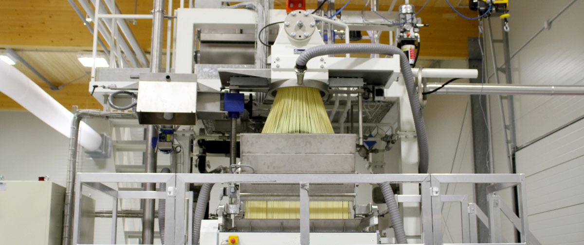 Production de pâtes sèches longues: spaghetti